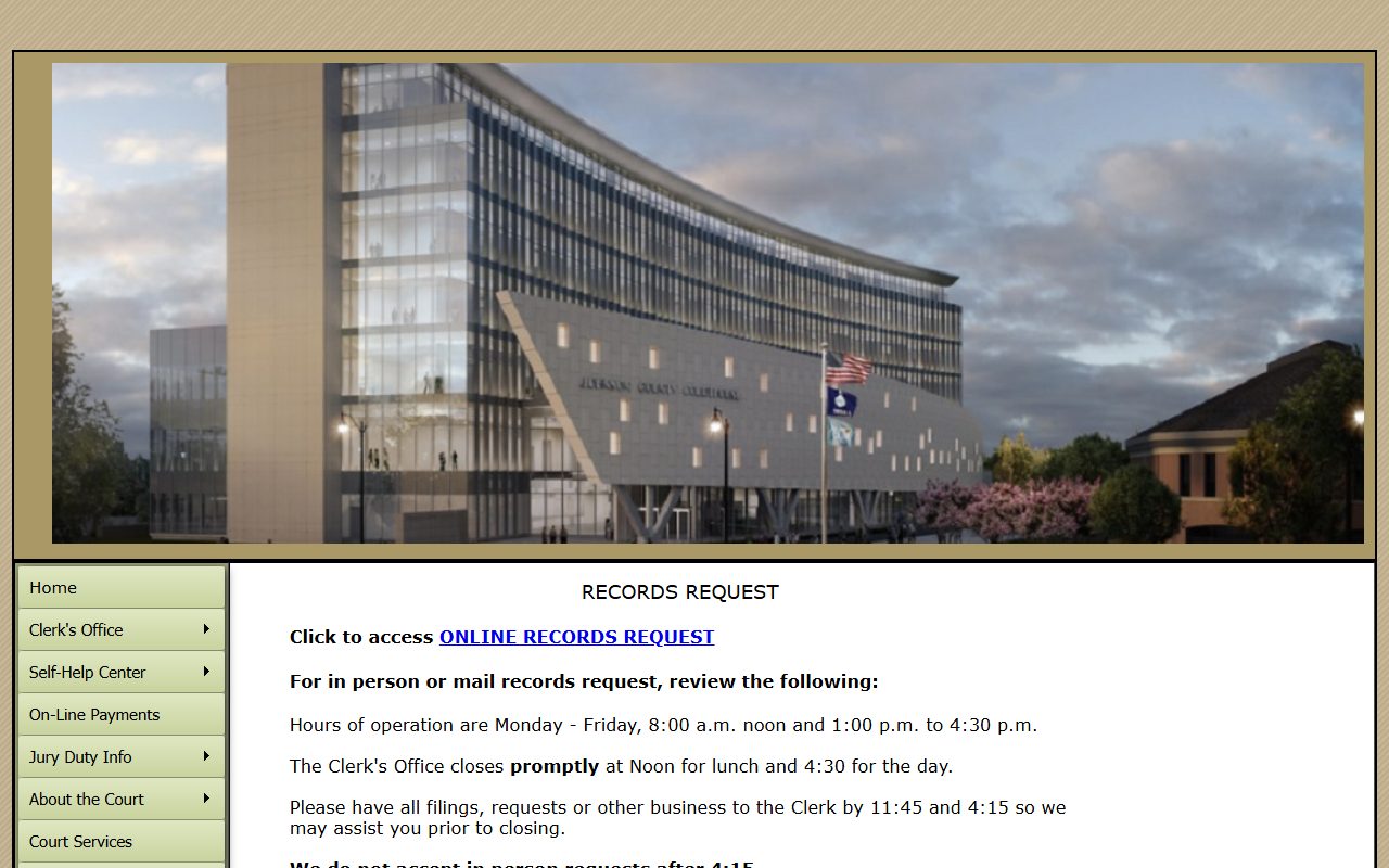 Johnson County District Court records request instructions for court records copies