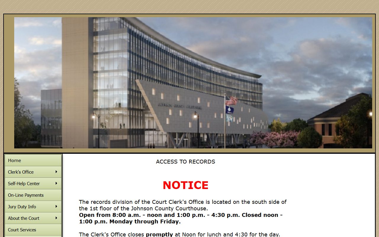 Johnson County District Court access to records and KORA information for court records