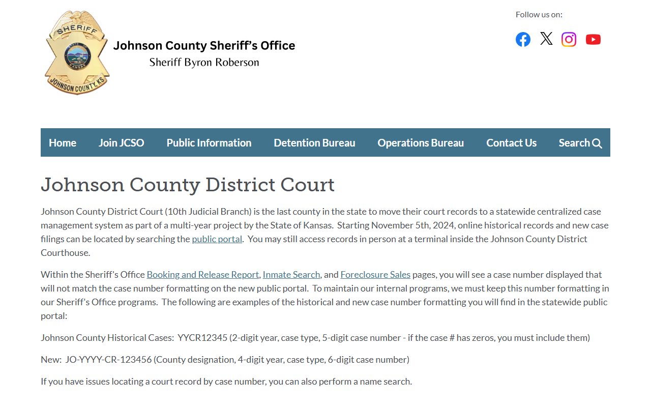 Sheriff note on Johnson County eCourt migration and court records case number formats