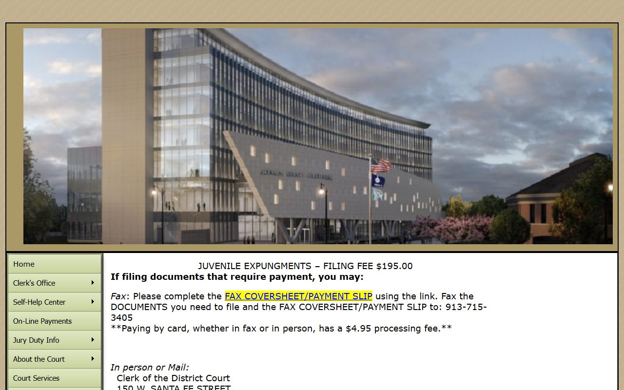 Johnson County juvenile expungement page for closing juvenile criminal records