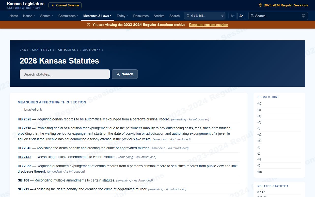K.S.A. 21-6614 expungement statute governing Johnson County criminal records