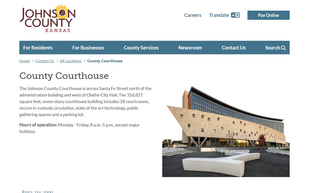 Johnson County Courthouse location, address, and hours for court records visits