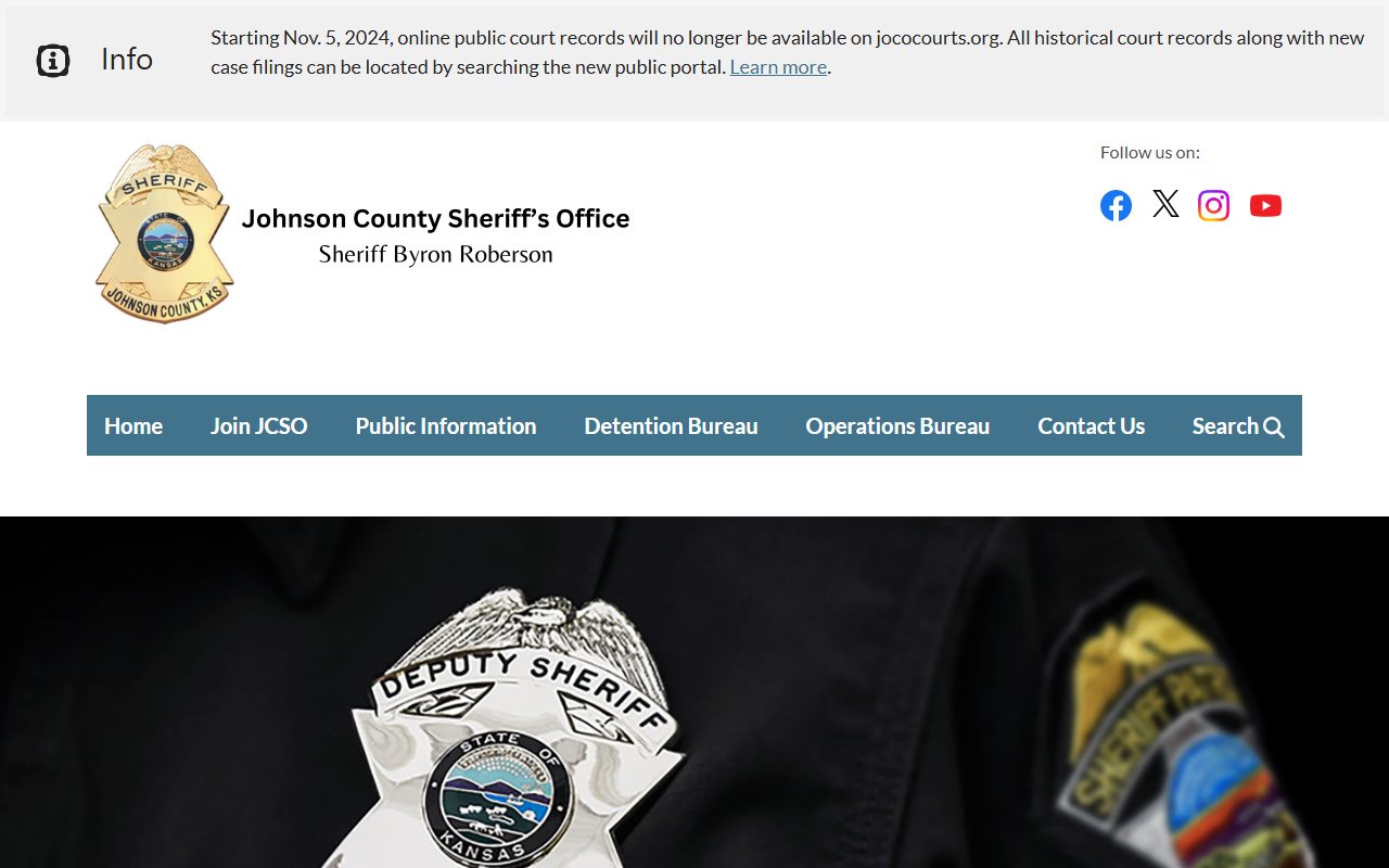 Johnson County Sheriff public information home for inmate and warrant records