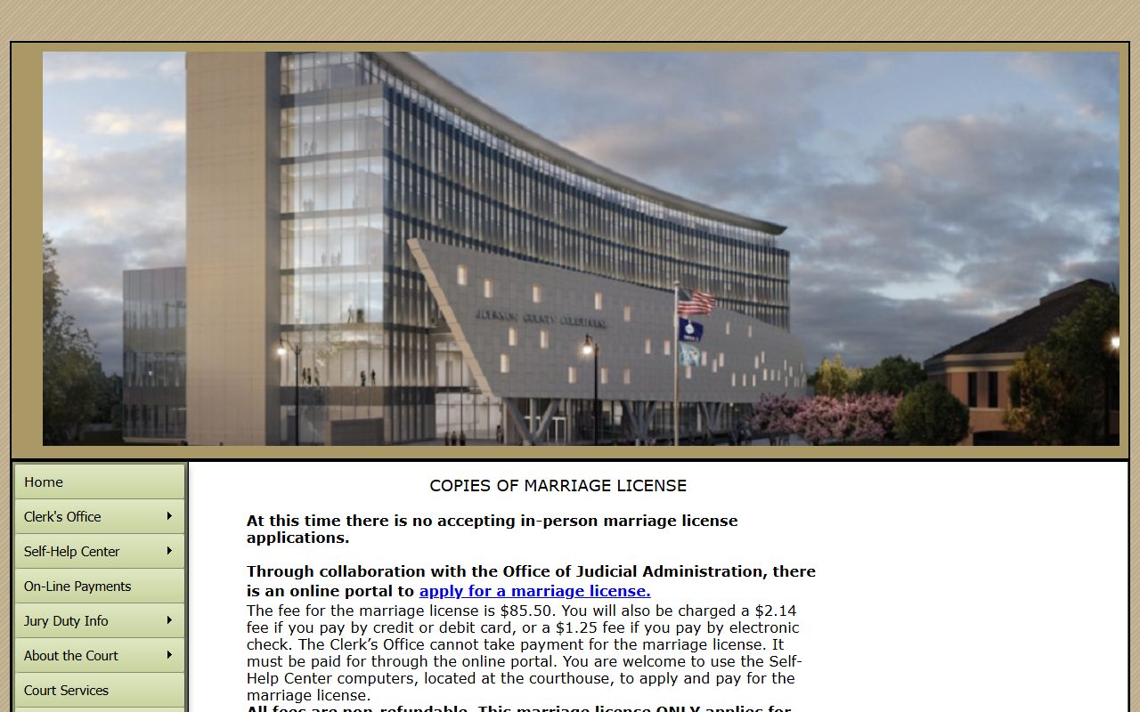 Johnson County marriage ceremony and certified copy instructions for marriage records