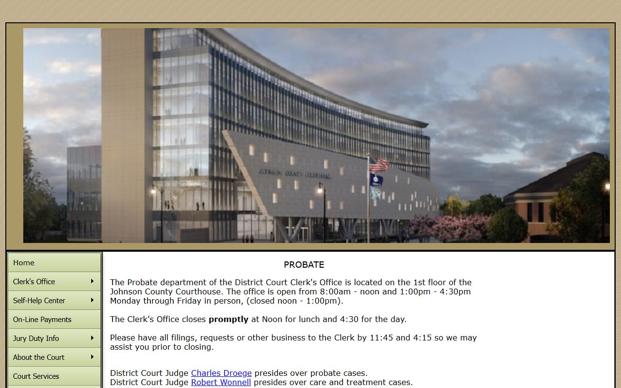 Johnson County Probate Division page for probate records
