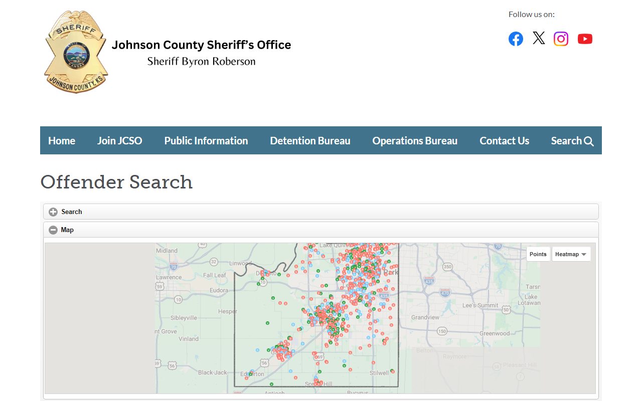 Johnson County Sheriff offender search page among public records
